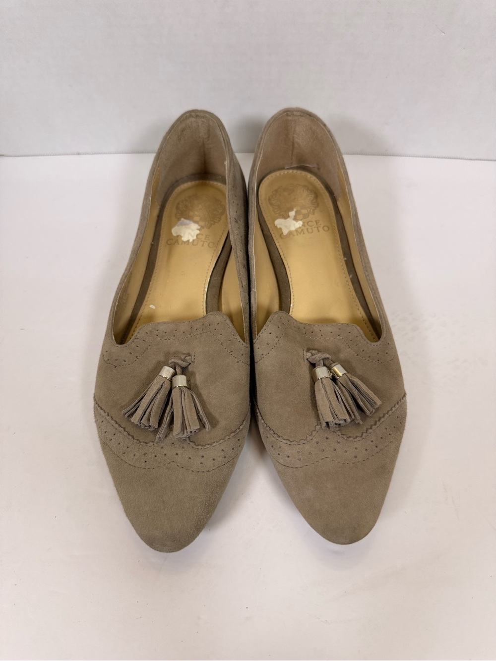 Vince Camuto Taupe Suede Tassel Loafers